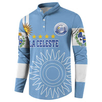 Custom Uruguay Football Button Sweatshirt Sun of May The Sky Blue - Wonder Print Shop