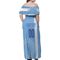 Custom Uruguay Football Family Matching Off Shoulder Maxi Dress and Hawaiian Shirt Sun of May The Sky Blue - Wonder Print Shop