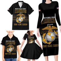 Montford Point Marines Family Matching Long Sleeve Bodycon Dress and Hawaiian Shirt First Black Marines USMC Military - Wonder Print Shop