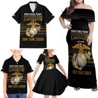 Montford Point Marines Family Matching Off Shoulder Maxi Dress and Hawaiian Shirt First Black Marines USMC Military - Wonder Print Shop