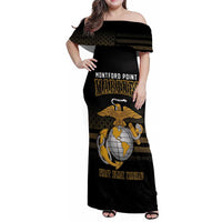 Montford Point Marines Family Matching Off Shoulder Maxi Dress and Hawaiian Shirt First Black Marines USMC Military - Wonder Print Shop