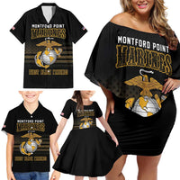 Montford Point Marines Family Matching Off Shoulder Short Dress and Hawaiian Shirt First Black Marines USMC Military - Wonder Print Shop