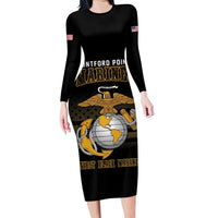 Montford Point Marines Long Sleeve Bodycon Dress First Black Marines USMC Military - Wonder Print Shop