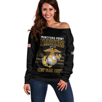 Montford Point Marines Off Shoulder Sweater First Black Marines USMC Military - Wonder Print Shop
