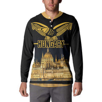 Personalized Hungary Budapest Capital Button Sweatshirt Hungarian Turul Bird - Wonder Print Shop