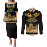 Personalized Hungary Budapest Capital Couples Matching Puletasi and Long Sleeve Button Shirt Hungarian Turul Bird - Wonder Print Shop