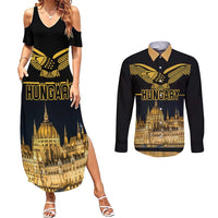 Personalized Hungary Budapest Capital Couples Matching Summer Maxi Dress and Long Sleeve Button Shirt Hungarian Turul Bird - Wonder Print Shop