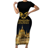 Personalized Hungary Budapest Capital Family Matching Short Sleeve Bodycon Dress and Hawaiian Shirt Hungarian Turul Bird - Wonder Print Shop