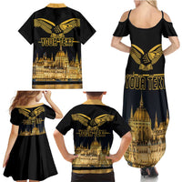 Personalized Hungary Budapest Capital Family Matching Summer Maxi Dress and Hawaiian Shirt Hungarian Turul Bird - Wonder Print Shop