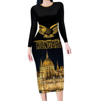 Personalized Hungary Budapest Capital Long Sleeve Bodycon Dress Hungarian Turul Bird - Wonder Print Shop