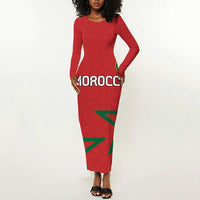 Custom Morocco Heritage Football Long Sleeve Bodycon Dress Road To Champion
