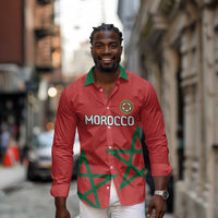 Custom Morocco Heritage Football Long Sleeve Button Shirt Road To Champion