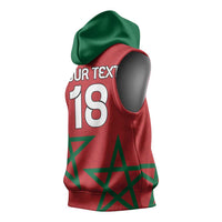 Custom Morocco Heritage Football Sleeveless Hoodie Road To Champion