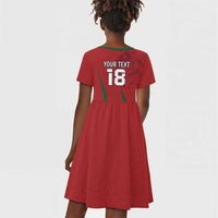 Custom Morocco Football Kid Short Sleeve Dress Atlas Lions Road To Champion