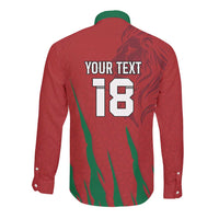 Custom Morocco Football Long Sleeve Button Shirt Atlas Lions Road To Champion