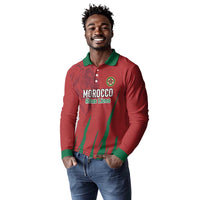 Custom Morocco Football Long Sleeve Polo Shirt Atlas Lions Road To Champion