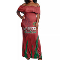 Custom Morocco Football Off Shoulder Maxi Dress Atlas Lions Road To Champion