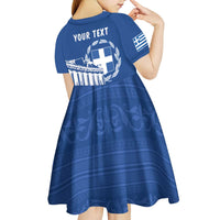 Personalized Greece Athena Goddess Kid Short Sleeve Dress Parthenon Greek Key Patterns