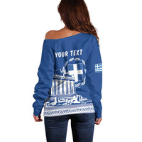 Personalized Greece Athena Goddess Off Shoulder Sweater Parthenon Greek Key Patterns