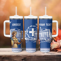 Personalized Greece Athena Goddess Tumbler With Handle Parthenon Greek Key Patterns