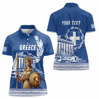 Personalized Greece Athena Goddess Women Polo Shirt Parthenon Greek Key Patterns