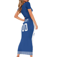 Custom Greece Football Short Sleeve Bodycon Dress Go Champions Ethniki LT18