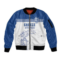 Custom Greece Football Sleeve Zip Bomber Jacket Go Champions Ethniki LT18