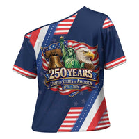 America 250th Anniversary Cross Shoulder Shirt USA 1776-2026 Patriotic Eagle