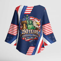 America 250th Anniversary Kimono Sleeve Blouse USA 1776-2026 Patriotic Eagle