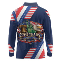 America 250th Anniversary Long Sleeve Polo Shirt USA 1776-2026 Patriotic Eagle