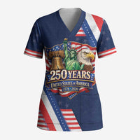 America 250th Anniversary Scrub Top USA 1776-2026 Patriotic Eagle