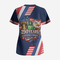 America 250th Anniversary Scrub Top USA 1776-2026 Patriotic Eagle
