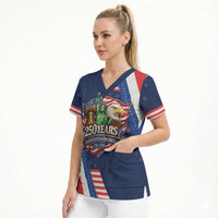 America 250th Anniversary Scrub Top USA 1776-2026 Patriotic Eagle