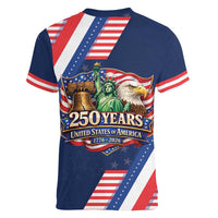 America 250th Anniversary Women V-Neck T-Shirt USA 1776-2026 Patriotic Eagle