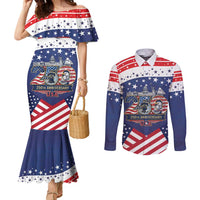 USA 250 Years of Freedom Couples Matching Mermaid Dress and Long Sleeve Button Shirt All American Pride