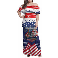 USA 250 Years of Freedom Family Matching Off Shoulder Maxi Dress and Hawaiian Shirt All American Pride