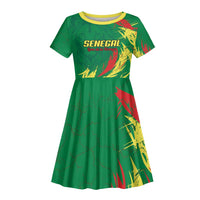 Senegal Football Pride Custom Kid Short Sleeve Dress Les Lions de la Teranga