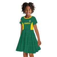 Senegal Football Custom Kid Short Sleeve Dress Pride of African Champions