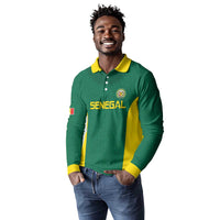 Senegal Football Custom Long Sleeve Polo Shirt Pride of African Champions