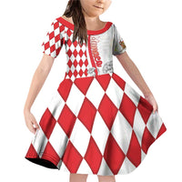 Monaco Deo Juvante Family Matching Off Shoulder Short Dress and Hawaiian Shirt Lozenge Flag Style