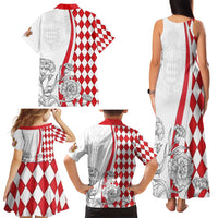 Monaco Deo Juvante Family Matching Tank Maxi Dress and Hawaiian Shirt Lozenge Flag Style