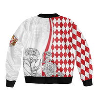 Monaco Deo Juvante Sleeve Zip Bomber Jacket Lozenge Flag Style