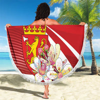 Personalized Norway Constitution Day Beach Blanket Norwegian Lion Pyramidal Saxifrage