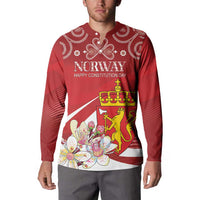 Personalized Norway Constitution Day Button Sweatshirt Norwegian Lion Pyramidal Saxifrage