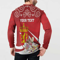 Personalized Norway Constitution Day Button Sweatshirt Norwegian Lion Pyramidal Saxifrage