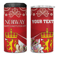 Personalized Norway Constitution Day 4 in 1 Can Cooler Tumbler Norwegian Lion Pyramidal Saxifrage