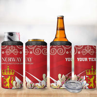Personalized Norway Constitution Day 4 in 1 Can Cooler Tumbler Norwegian Lion Pyramidal Saxifrage