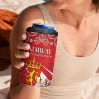 Personalized Norway Constitution Day 4 in 1 Can Cooler Tumbler Norwegian Lion Pyramidal Saxifrage