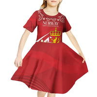 Personalized Norway Constitution Day Kid Short Sleeve Dress Norwegian Lion Pyramidal Saxifrage