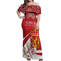 Personalized Norway Constitution Day Off Shoulder Maxi Dress Norwegian Lion Pyramidal Saxifrage
